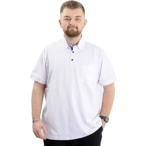 Mode Xl Battal Beden Erkek Tshirt Polo Yaka Cepli Klasik Pike 20552 Beyaz