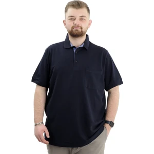 Battal Beden Erkek Tshirt Polo Yaka Cepli Klasik Pike 20552 Lacivert