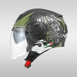766 Matt Warrıor Black Army Grey Yarım Motosiklet Kaskı