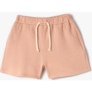 Basic Şort Beli Lastikli Dokulu Pamuklu