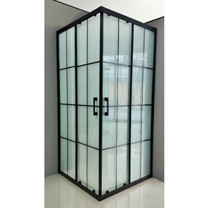 Duşakabin Kare Komple Buzlu Siyah Çizgi 5mm H:190