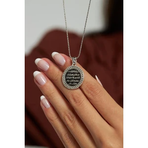 Roza Silver Otantik Ayet El Kursi Gümüş Kolye