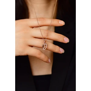 Roza Silver Zirkon Taşlı Rose Anne Bebek Ayak Izi Gümüş Kolye