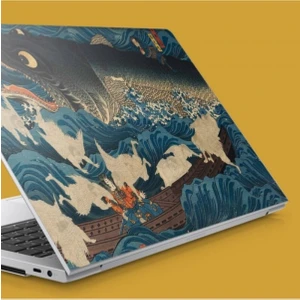 Piksel Grafik Sanatsal Japon Denizi Laptop Sticker Kaplama