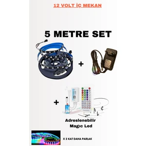 SM16703 Ultra Parlak IP30 Pixel Adreslenebilir Şerit LED Kontrolcü Trafo / Full Set