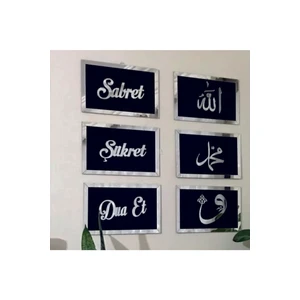 Dekor Treni Silver Sabret Şükret Dua Et Allah Muhammed Ve Vav 6'Lı Set