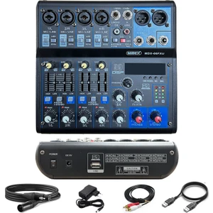 MDX-06FXU Ses Mikseri Stüdyo Kayıt İçin 6 Kanal Ses Kartlı 99 DSP Efektli (+48V-USB-Bluetooth)