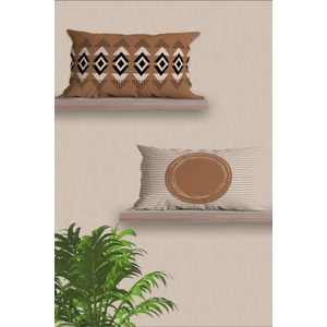 Belle Benoit Dikdörtgen Çift Tarafı Dijital Baskılı  2'li Modern Tasarım 30 x 50 cm Kırlent Kılıfı Seti
