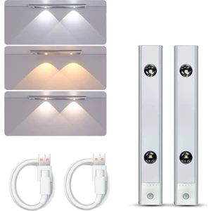 Hareket Sensörlü - Dekoratif Gece Lambası - USB Şarjlı LED Aydınlatma 30 cm Silver Kasa