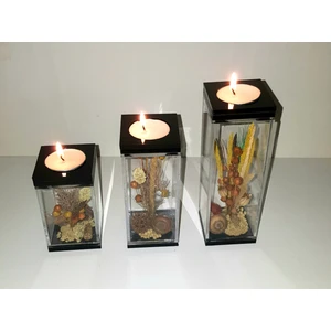 Bay 3 Hobi Atölyesi Çiçekli Şamdan Üçlü Set