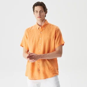 Nautıca Erkek Turuncu Classıc Fıt Kısa Kollu Keten Gömlek