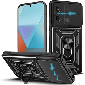 M.TK Moveteck Poco X6 5g Uyumlu Kılıf Kamera Korumalı Sürgülü Yüzüklü Armor Military Tank Kızaklı Kapak