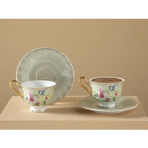 English Home Vanilla New Bone China 4 Parça 2 Kişilik Kahve Fıncan Takımı 90 ml Açık Gri