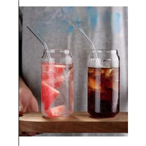 2 Adet Cam Pipetli Kola Kutusu Şeklinde Borosilikat Sunum Bardağı (4'lü Set)