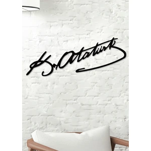 Gowpenart Dizayn Atatürk Imza Dekoratif Siyah Metal Duvar Dekoru - Ev & Ofis Tablosu - Hediye Tablo