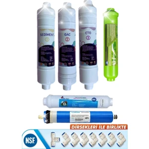 Kapalı Kasa 12 Inç Su Arıtma Cihazı Filtresi 6 Aşamalı 80 Gpd King Membranlı Inline Filtre Set