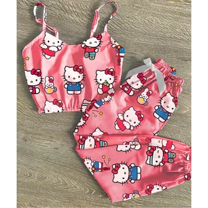 Trend Hello Kitty Saten Pijama Takımı