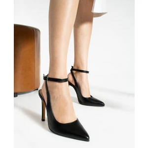 La Limar 10.5 cm Siyah Bilekten Bağlamalı Stiletto Topuklu Ayakkabı 2191