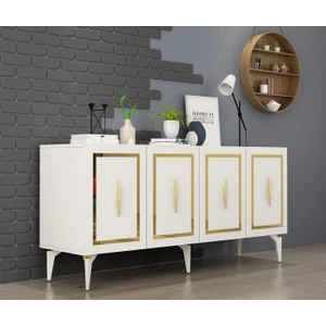 Cantek Dizayn Vanessa Konsol Beyaz-Altın