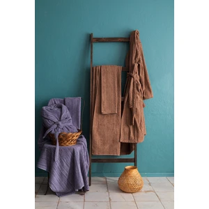 Apricitas Home Timeless Bej-Lavander %100 Pamuk 6 Parça Aile Bornoz Seti