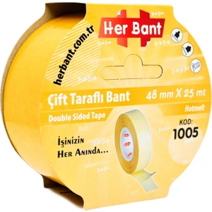 Her Bant 48MMX25MT Çift Taraflı Band Slim Ince Bant Pp-Hotmelt Yüksek Kalite