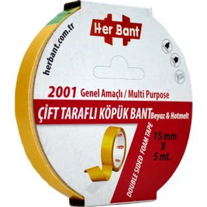 Her Bant 15MMX5MT Çift Taraflı Köpük Band Özel Bant Pe-Hotmelt Yüksek Kalite