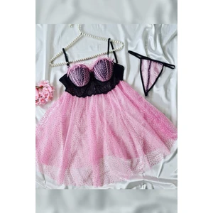 Cudi Special Pink Tül Gecelik