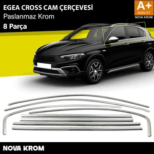 Nova Krom Fiat Egea Cross Krom Cam Çerçevesi 8 Prç. 2020 Üzeri