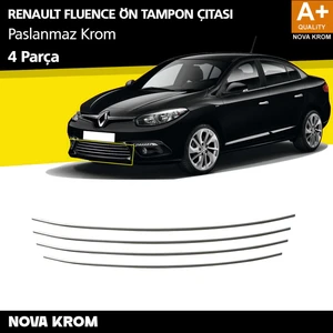 Nova Krom Renault Fluence Krom Ön Tampon Çıtası 4 Prç. 2013 Üzeri Makyajlı