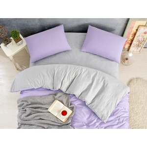 Çift Kişilik Polycotton Nevresim Takımı Lila-Gri