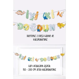 Iyi Ki Doğdun Dinozor Tema Banner Dinozor Konsept Duvar Süsü