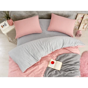 Çift Kişilik Polycotton Nevresim Takımı Somon-Gri