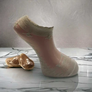 Krem Tül Çorap Dantel Işlemeli - 3 Çift