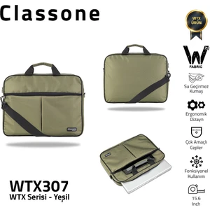 WTX307 Wtxpro serisi 15.6 Inch Uyumlu Su Geçirmez Kumaş Macbook, Laptop , Notebook El Çantası- Yeşil