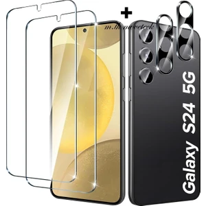 M.TK Moveteck Samsung Galaxy S24 6.2" Uyumlu Ekran Koruyucu Cam ve 3D Hd Kamera Lens Koruyucu Cam Set