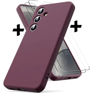 M.TK Moveteck Samsung Galaxy S24 Plus Kılıf Kamera Korumalı Soft Yumuşak Mat Silikon + 9h Tempereli Ekran Koruyucu Cam 2'li Set Ekran Camı ve Kılıf