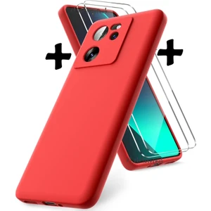 M.TK Moveteck Xiaomi Mi 13T - Mi 13T Pro Uyumlu Kılıf Kamera Korumalı Soft Yumuşak Mat Silikon + 9h Tempereli Ekran Koruyucu Cam 2'li Set Ekran Camı ve Kılıf