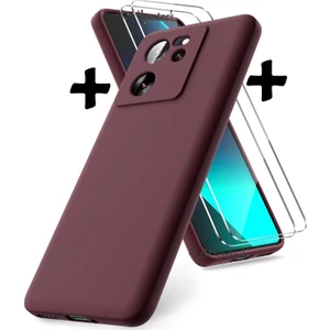 M.TK Moveteck Xiaomi Mi 13T - Mi 13T Pro Uyumlu Kılıf Kamera Korumalı Soft Yumuşak Mat Silikon + 9h Tempereli Ekran Koruyucu Cam 2'li Set Ekran Camı ve Kılıf