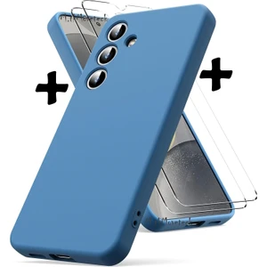 M.TK Moveteck Samsung Galaxy S24 5g Kılıf Kamera Korumalı Soft Yumuşak Mat Silikon + 9h Tempereli Ekran Koruyucu Cam 2'li Set Ekran Camı ve Kılıf