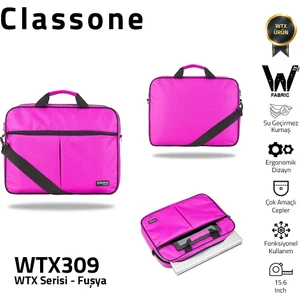 WTX309 Wtxpro serisi 15.6 Inch Uyumlu Su Geçirmez Kumaş Macbook, Laptop , Notebook El Çantası- Fuşya