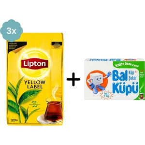 Yellow Label Dökme Siyah Çay 1000 gr x 3 Adet + Balküpü Kesme Şeker 1000 gr