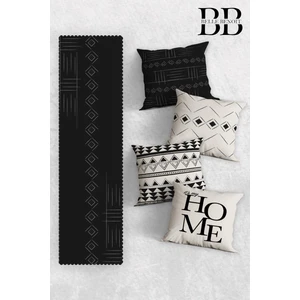 Belle Benoit Çift Tarafı 3D Dijital Baskılı 4'lü Yastık Kılıfı Kırlent Kılıfı ve Amerikan Servis Runner Set