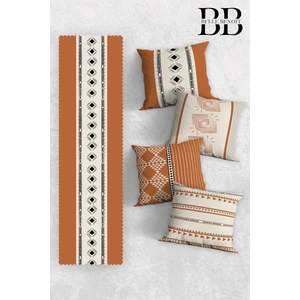 Belle Benoit Çift Tarafı 3D Dijital Baskılı 4'lü Yastık Kılıfı Kırlent Kılıfı ve Amerikan Servis Runner Set