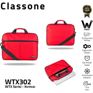 WTX302 Wtxpro serisi 15.6 Inch Uyumlu Su Geçirmez Kumaş Macbook, Laptop , Notebook El Çantası- Kırmızı