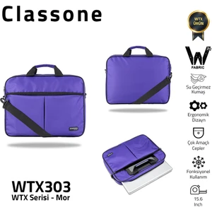 WTX303 Wtxpro serisi 15.6 Inch Uyumlu Su Geçirmez Kumaş Macbook, Laptop , Notebook El Çantası- Mor