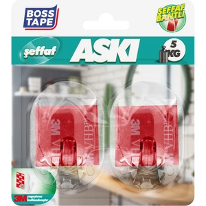 Boss Tape Güçlü 3M Yapışkanlı Şeffaf Banyo Mutfak Bornoz Havlu Bez Askısı 2'li Büyük