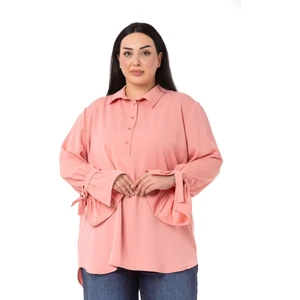 Disentis Modest Büyük Beden Kolları Bağlama Detaylı Gül Kurusu Gömlek