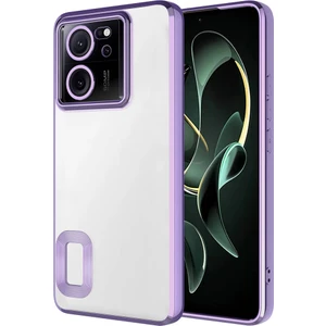 Case 4u Xiaomi Mi 13T Kılıf Kamera Lens Korumalı Şeffaf Renkli Logo Gösteren Parlak Omega Kapak Lila