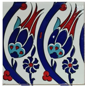 Armada Çini 20x20 Cm SP 77 Kütahya Çinisi İznik Lale Desen Çini Karo