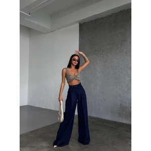 Ouz Fashion Kadın Düğme Detaylı Palazzo Pantolon
